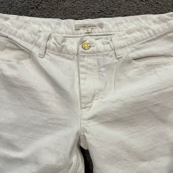 MARC JACOBS WHITE DENIM BERMUDA SHORTS - 100% Cotton  MADE IN USA  EUC - SIZE 10 - Picture 2 of 12